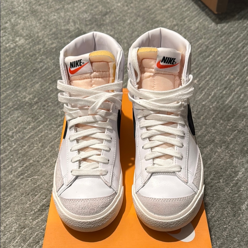 Nike White and Cream High-Top Sneakers